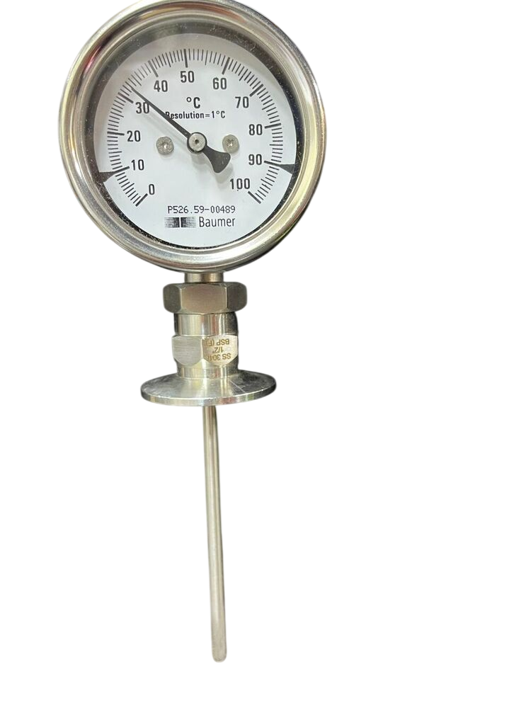 Cbd2 -Tri Clover Type Baumer Temperature Gauge - Color: Silver