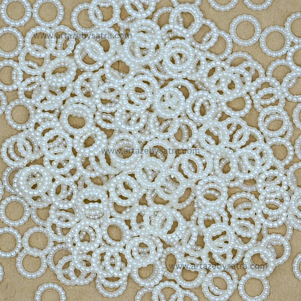 White Pearl Ring Plastic Beads | Size : 10mm