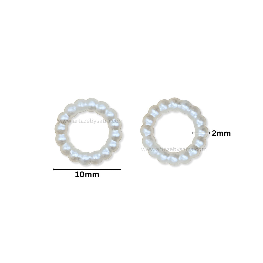 White Pearl Ring Plastic Beads | Size : 10mm