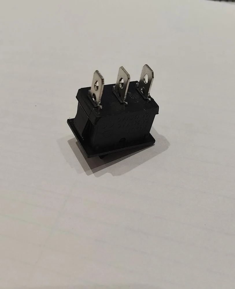 Rocker Switch 3 Pin On Off Iron Copper Pin Black