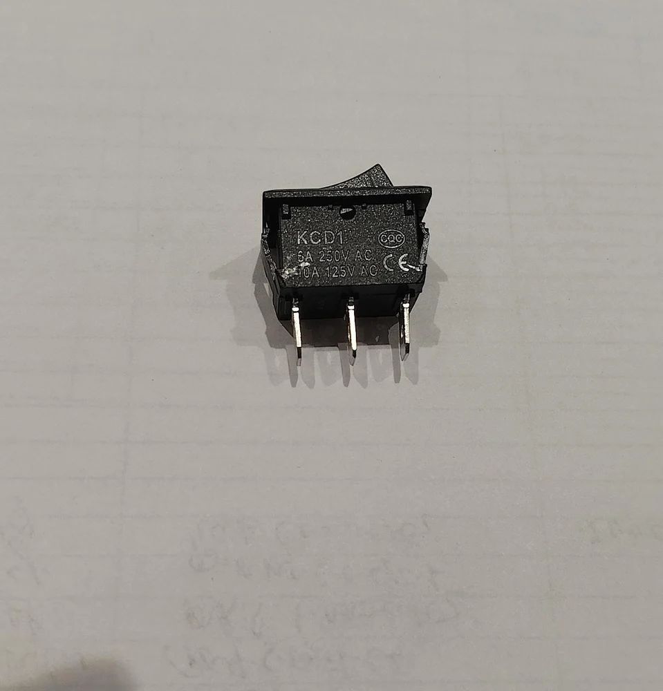 Rocker Switch 3 pin on off iron copper pin black