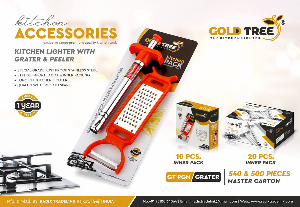 Rust Proof Stainless Steel Kitchen Lighter With Grater And Peeler