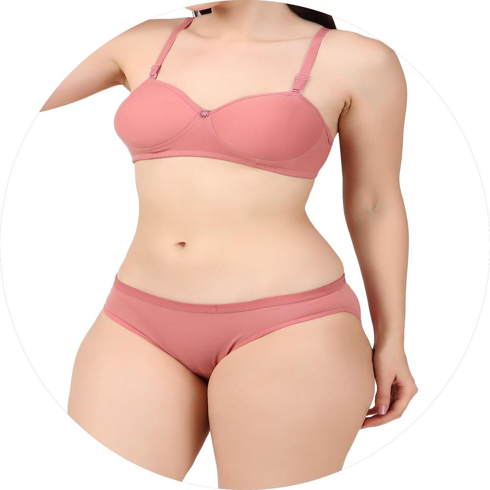 Fancy Half Cup Bra Panty Set - Bra Design: Padded
