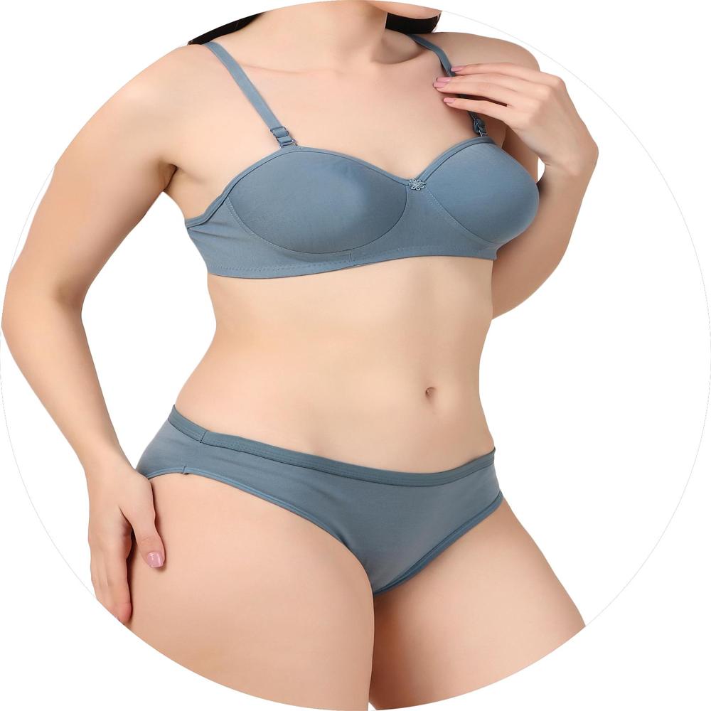 Fancy Half Cup Bra Panty Set - Bra Design: Padded