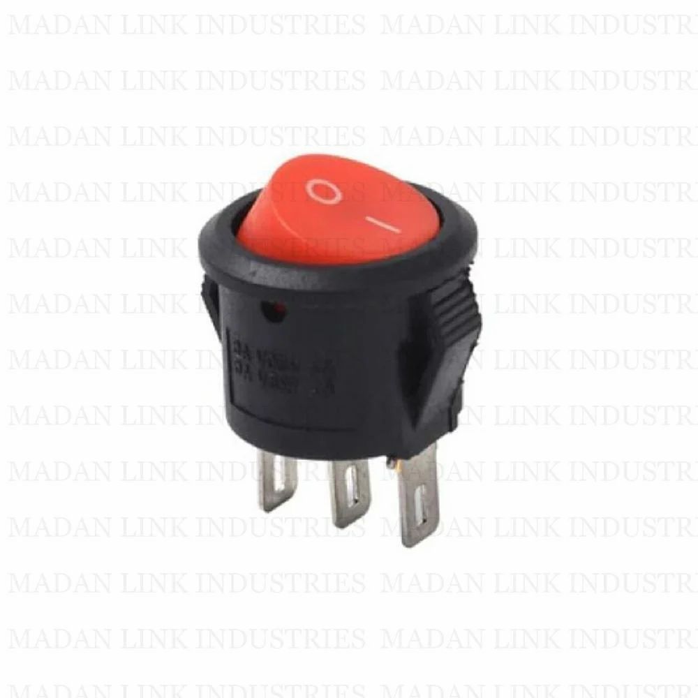 Rocker switch 3 pin on off red iron copper leg