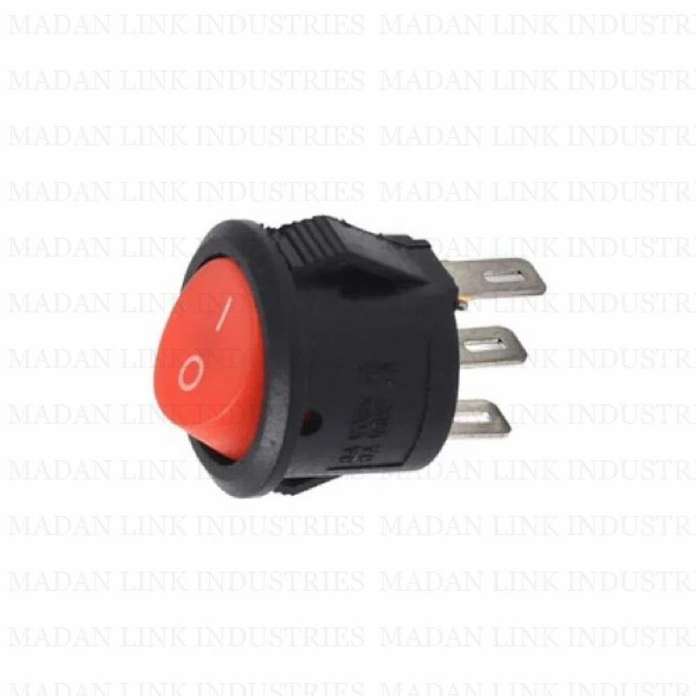 Rocker switch 3 pin on off red iron copper leg