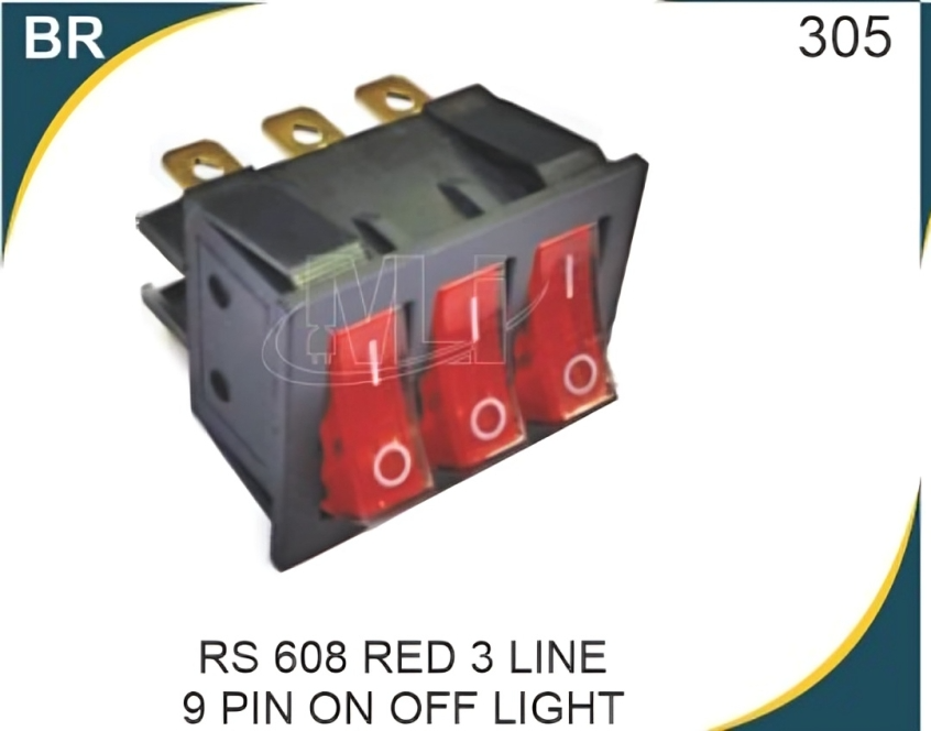 Rocker switch 3 line 9 pin on off light