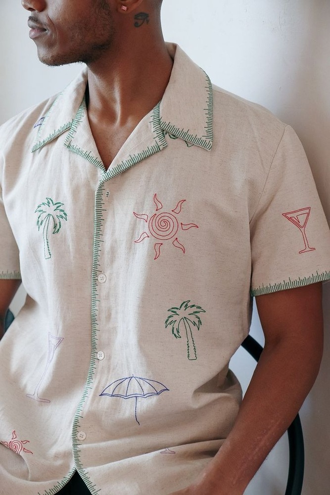 Mens Hand Embroidery Shirt - Color: Different Available