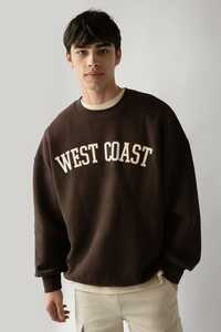 Brown Printed Casual Sweatshirt