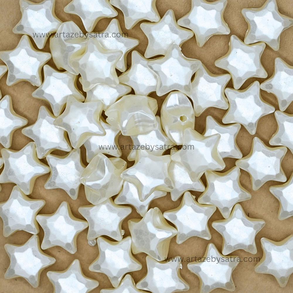 White Star Pearl Plastic Beads | Size : 19mm