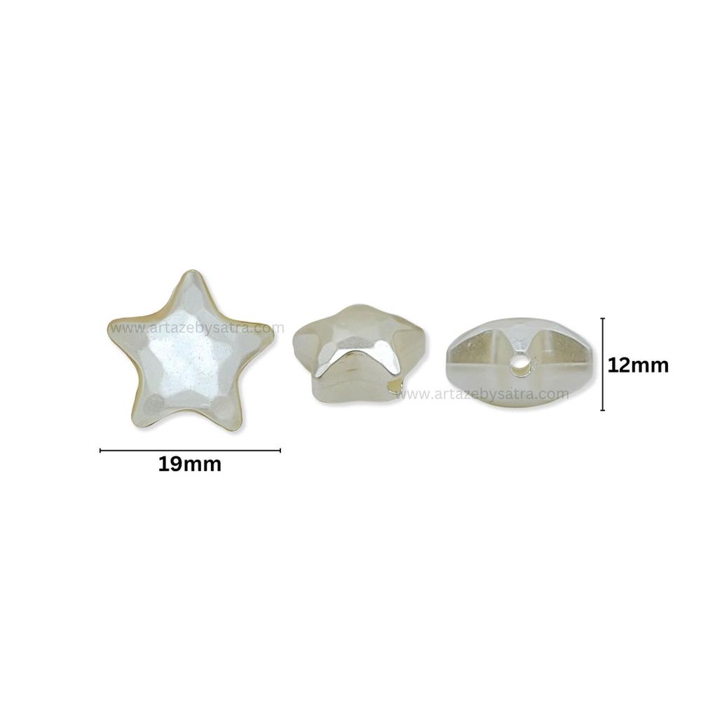 White Star Pearl Plastic Beads | Size : 19mm
