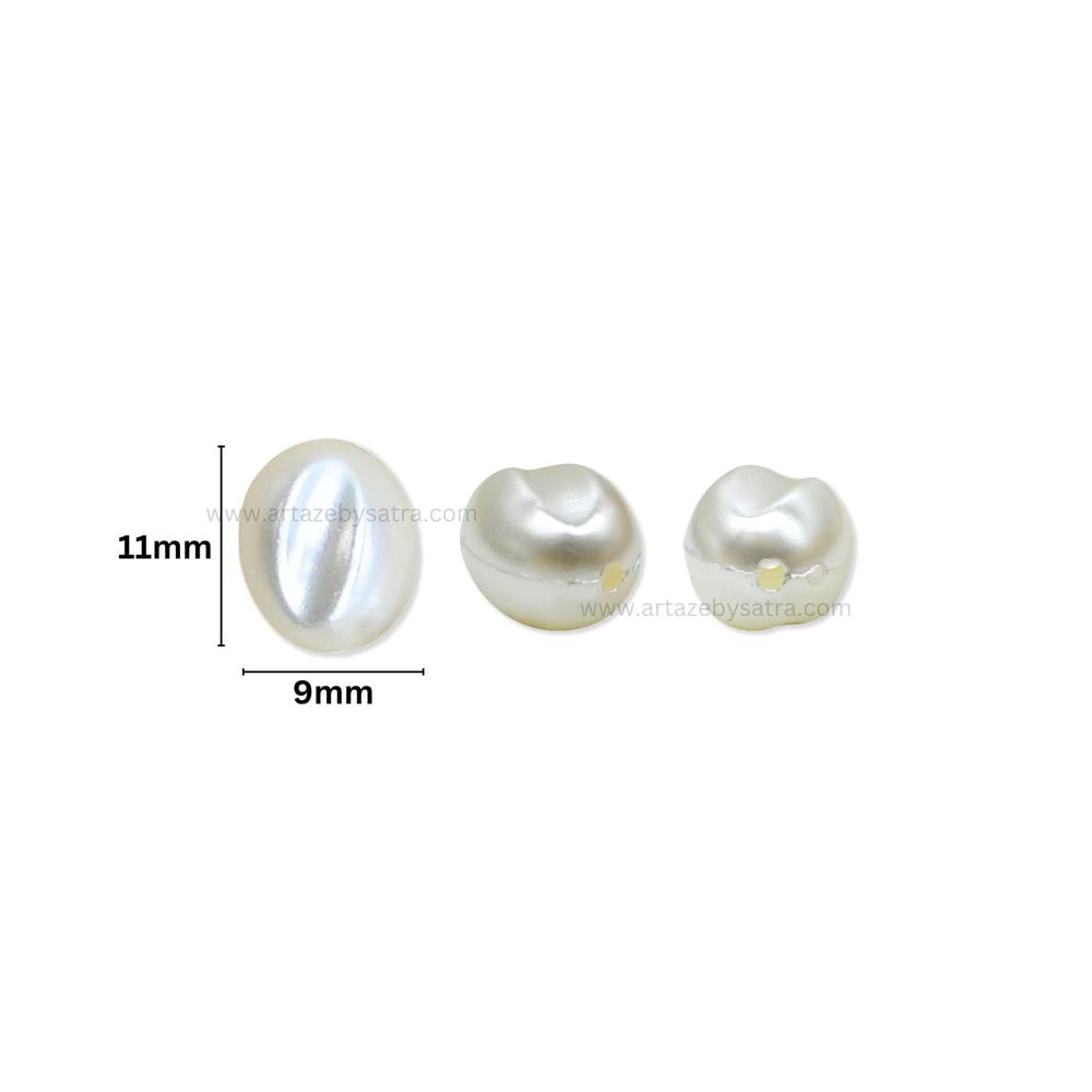 Smooth Striped Oval Plastic Pearl Beads | Size : 11mm