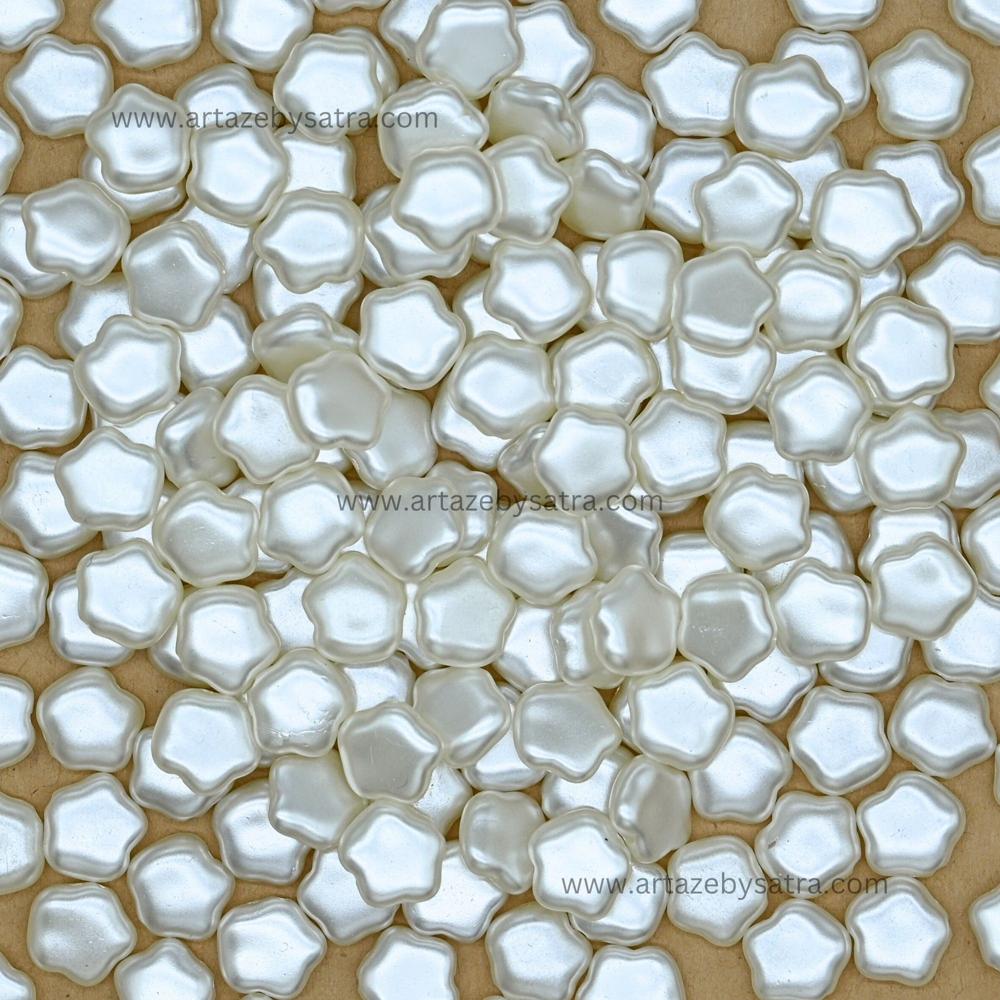Curvy Star-Shaped Plastic Pearl Beads | Size : 12mm