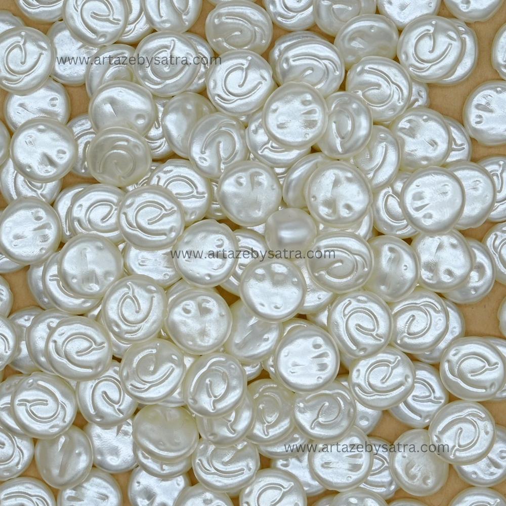 White Round Spiral Plastic Pearl Beads