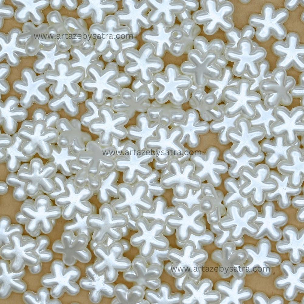 Flower-Shaped Plastic Pearl Beads | Size : 12mm