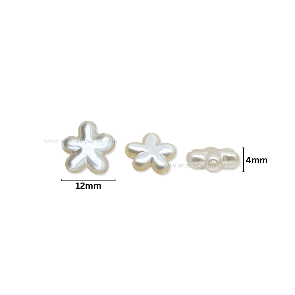 Flower-Shaped Plastic Pearl Beads | Size : 12mm