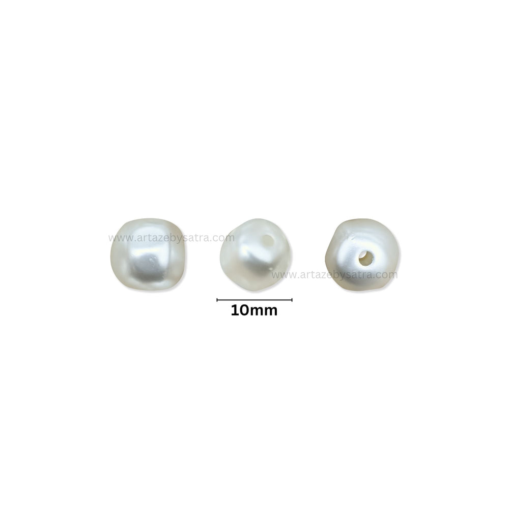 Rounded Cube Plastic Pearl Beads | Size : 10mm
