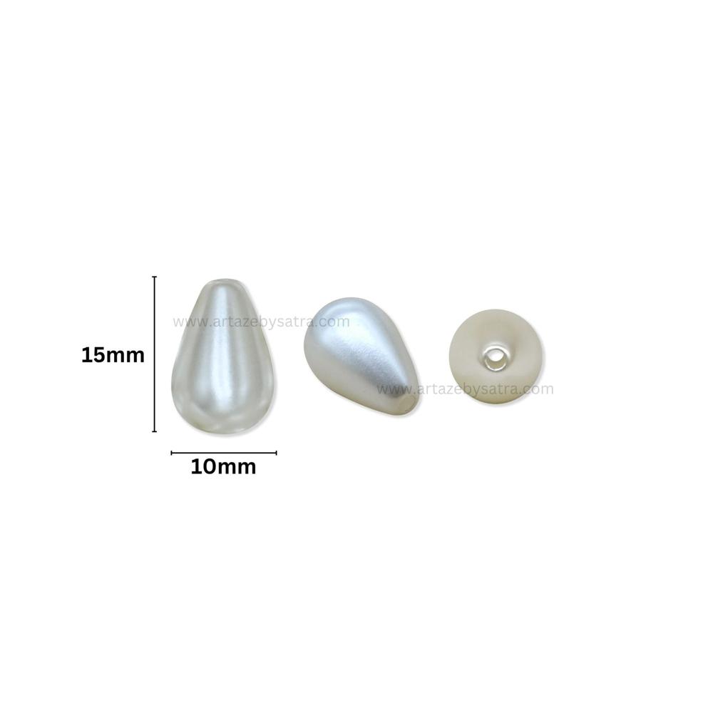Teardrop Shape Plastic Pearl Beads | Size : 15mm