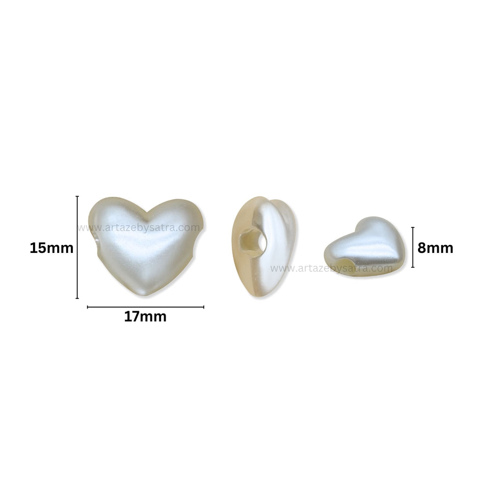Heart-Shaped Plastic Pearl Beads | Size : 15mm