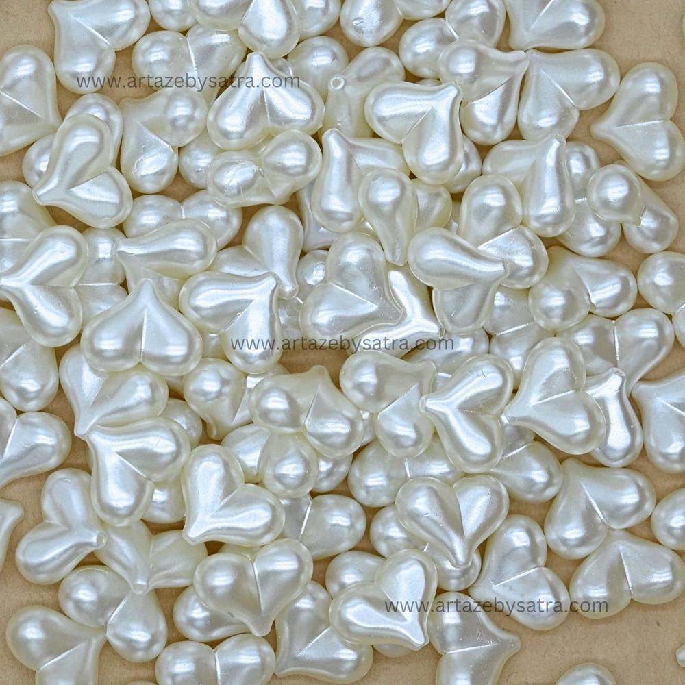Puffy Heart-Shaped Plastic Pearl Beads