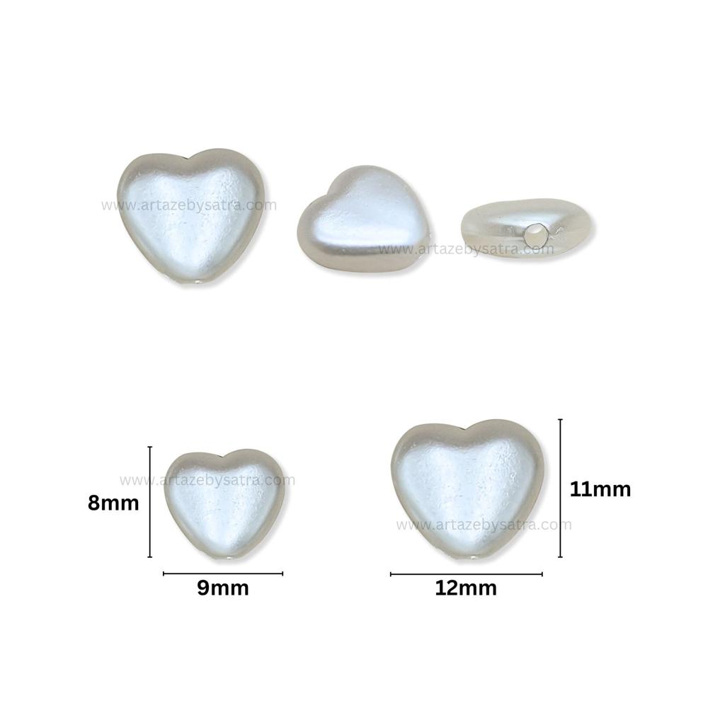 White Smooth Heart Plastic Pearl Beads