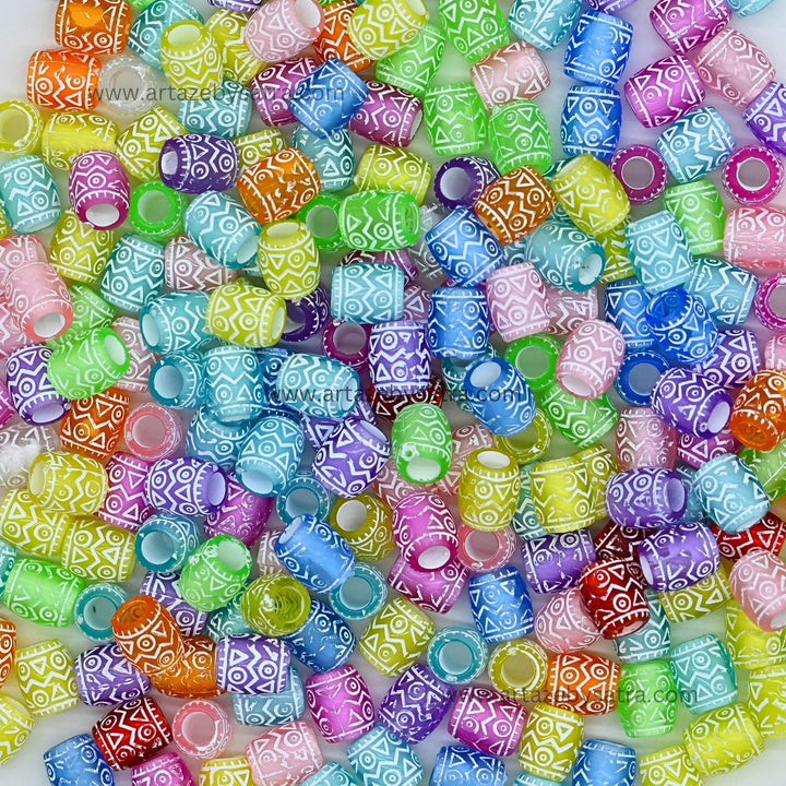 Plastic Barrel Pony Embossed Beads | Size : 9mm