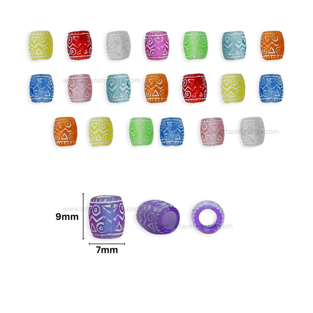 Plastic Barrel Pony Embossed Beads | Size : 9mm