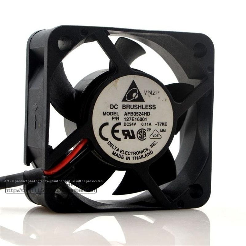 Delta AFB0524HD 5015mm DC 24V 0.15A 2-Wire Silent Plastic Blades Ball Bearing Cooling Fan