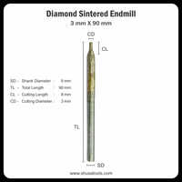 Diamond Sintered End Mill 3 Mm X 90 Mm - Color: Silver