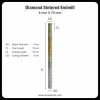 Diamond Sintered End Mill 4 Mm X 70 Mm - Color: Silver