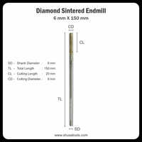 Diamond Sintered End Mill 5 Mm X 90 Mm - Color: Silver