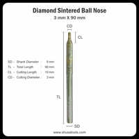 Diamond Sintered Ball Nose 3 Mm X 90 Mm - Color: Silver