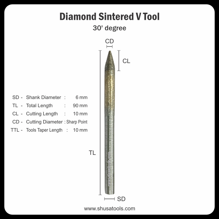 Diamond Sintered V Tools 30A Degree - Color: Silver