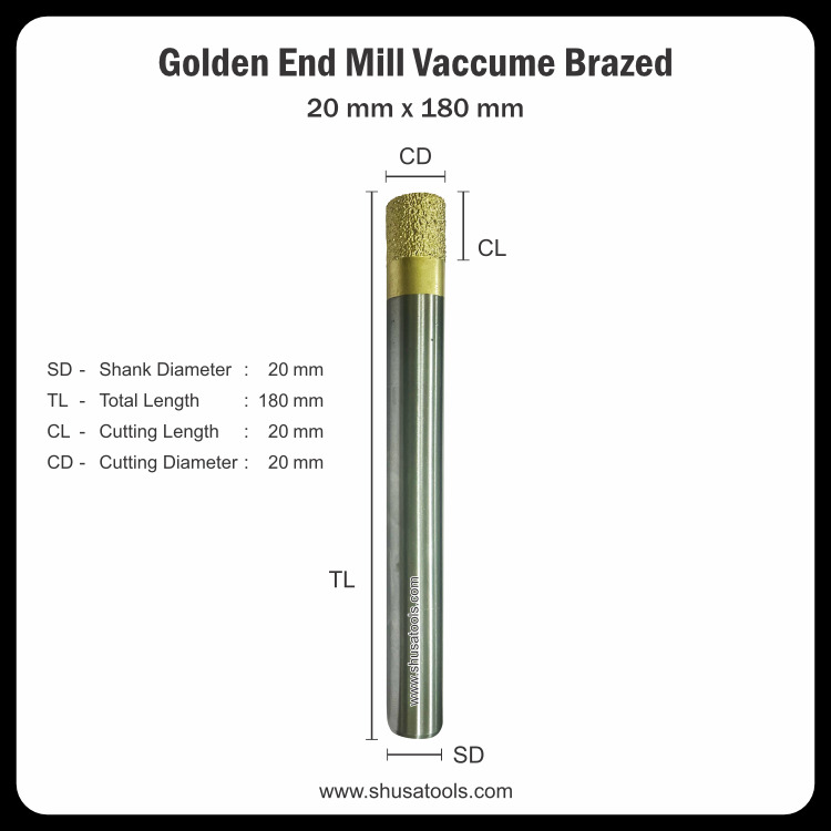 Golden End Mill Vacuum Brazed