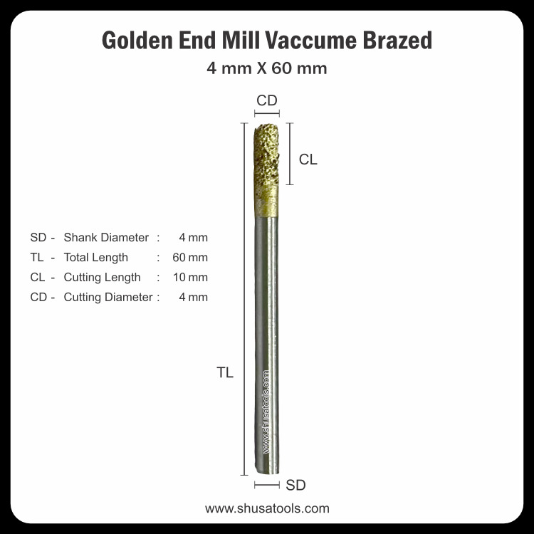 Golden End Mill Vacuum Brazed
