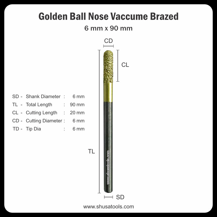 Golden Ball Nose Vacuum Brazed