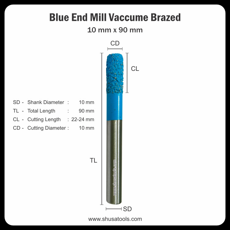 Blue End Mill Vacuum Brazed