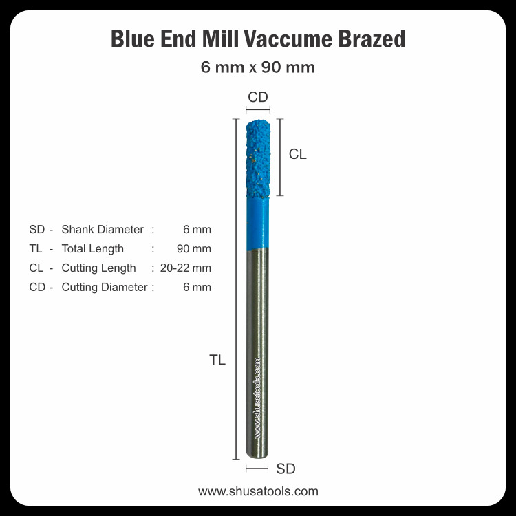 Blue End Mill Vacuum Brazed
