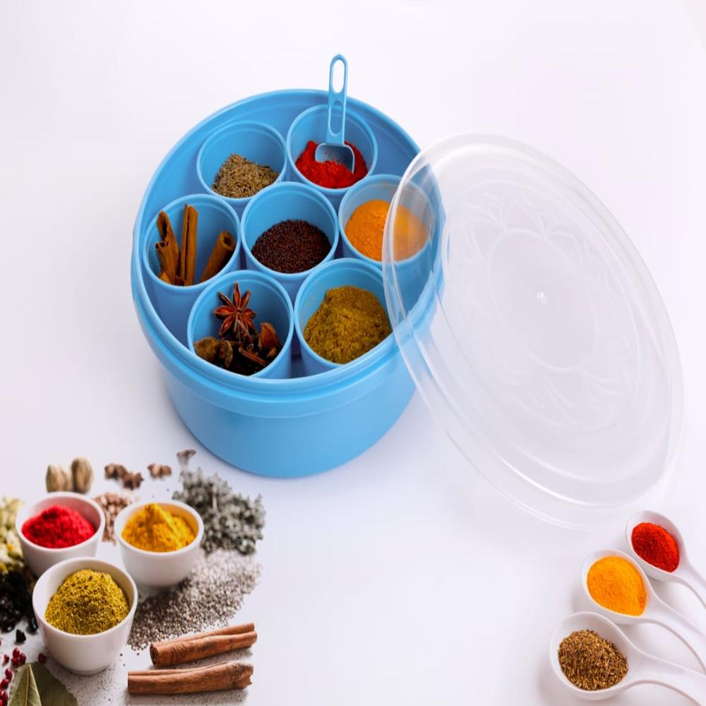 Multipurpose Container Masala Box Spice Box Round - Color: Multicolor