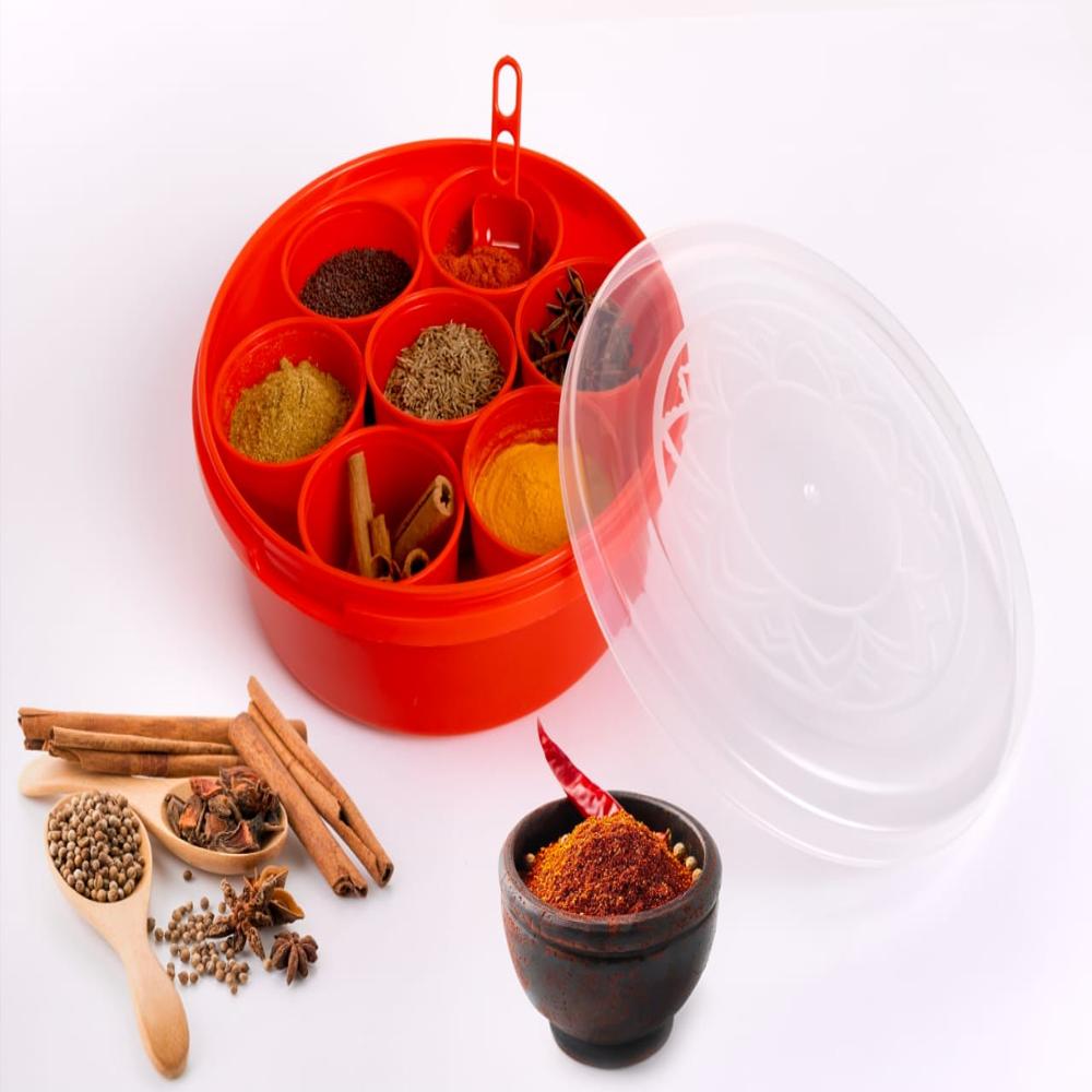 Multipurpose Container Masala Box Spice Box Round - Color: Multicolor
