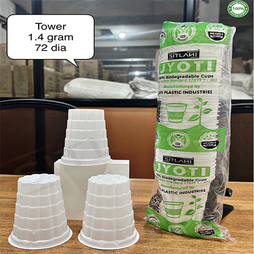 1.4 Gm 72 Dia Tower Biodegradable Cups - Color: Different Available