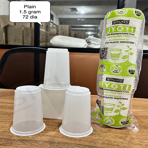 1.5 Gm 72 Dia Plain Biodegradable Cups - Color: Different Available