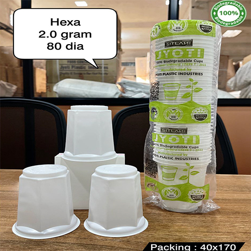 2 Gm 80 Dia Hexa Biodegradable Cups - Color: Different Available