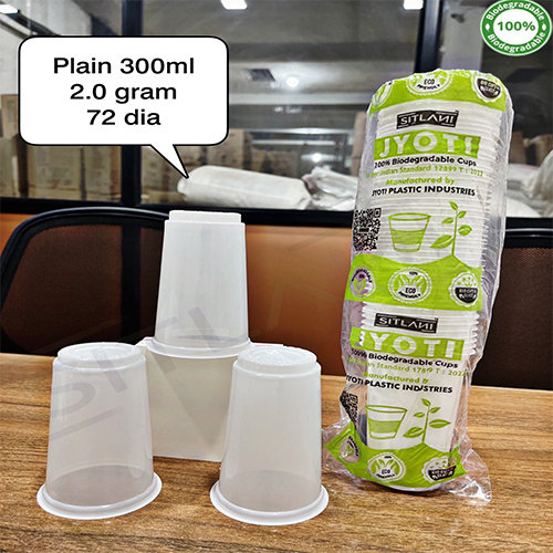 2 Gm 72 Dia 300 Ml Plain Biodegradable Cups - Color: Different Available