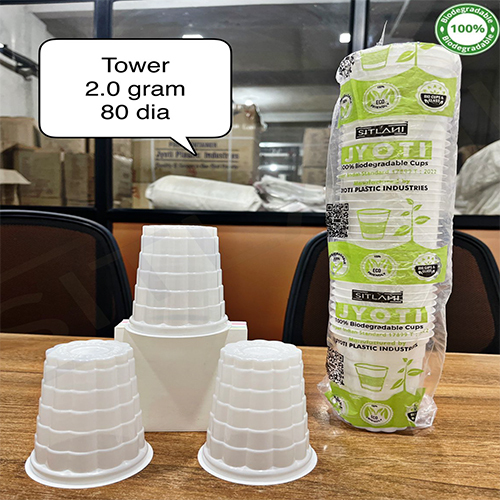 2 Gm 80 Dia Tower Biodegradable Cups - Color: Different Available
