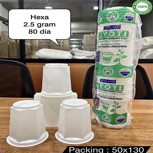2.5 Gm 80 Dia Hexa Biodegradable Cups - Color: Different Available