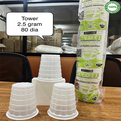 2.5 Gm 80 Dia Tower Biodegradable Cups - Color: Different Available