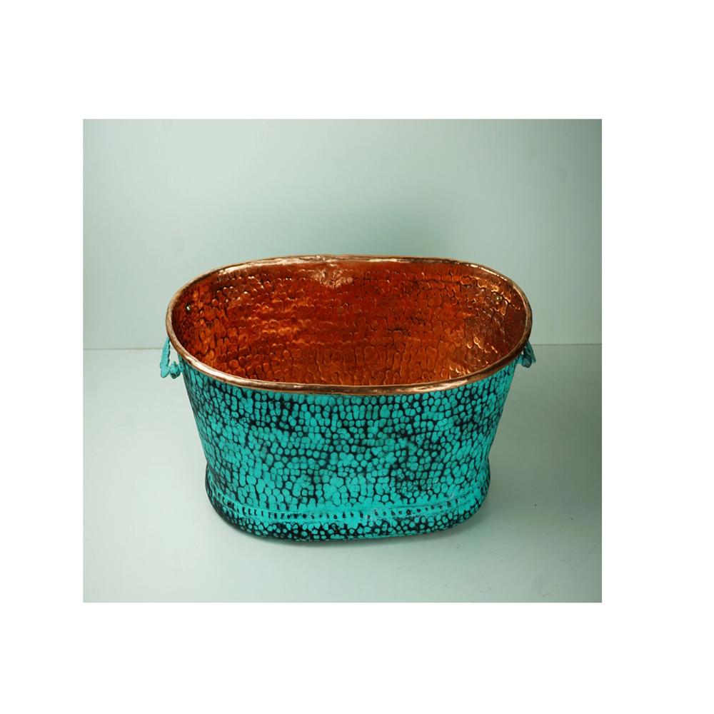 Hot Selling Ice Bucket Copper Metal Rustic Antique Finished Champagne Buckets - Color: Green