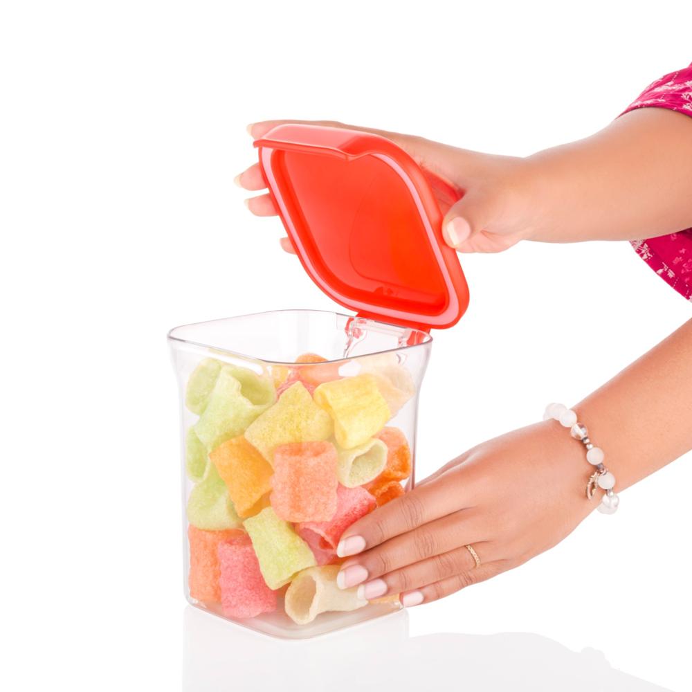 Kitchen Lid Lock Airtight Cereal Container 2 Pcs Set 1100 Ml - Color: Multicolor