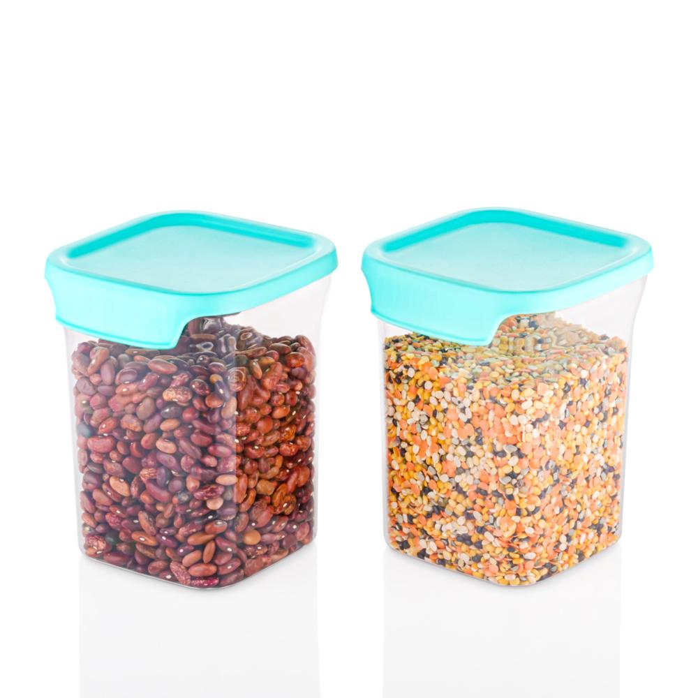 Kitchen Lid Lock Airtight Cereal Container 2 Pcs Set  1100 ML